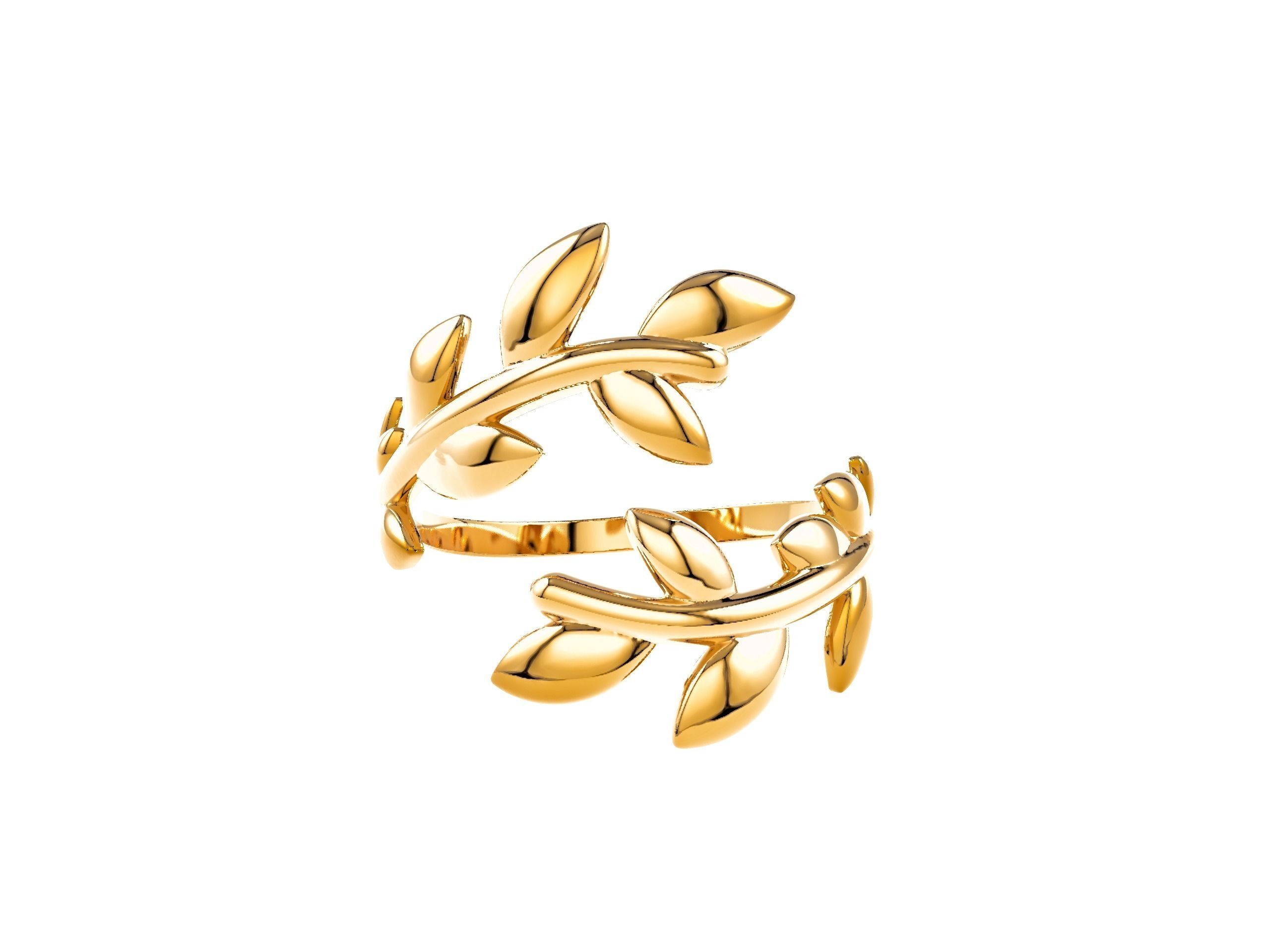Olive Leaf Ring 3D print model_4