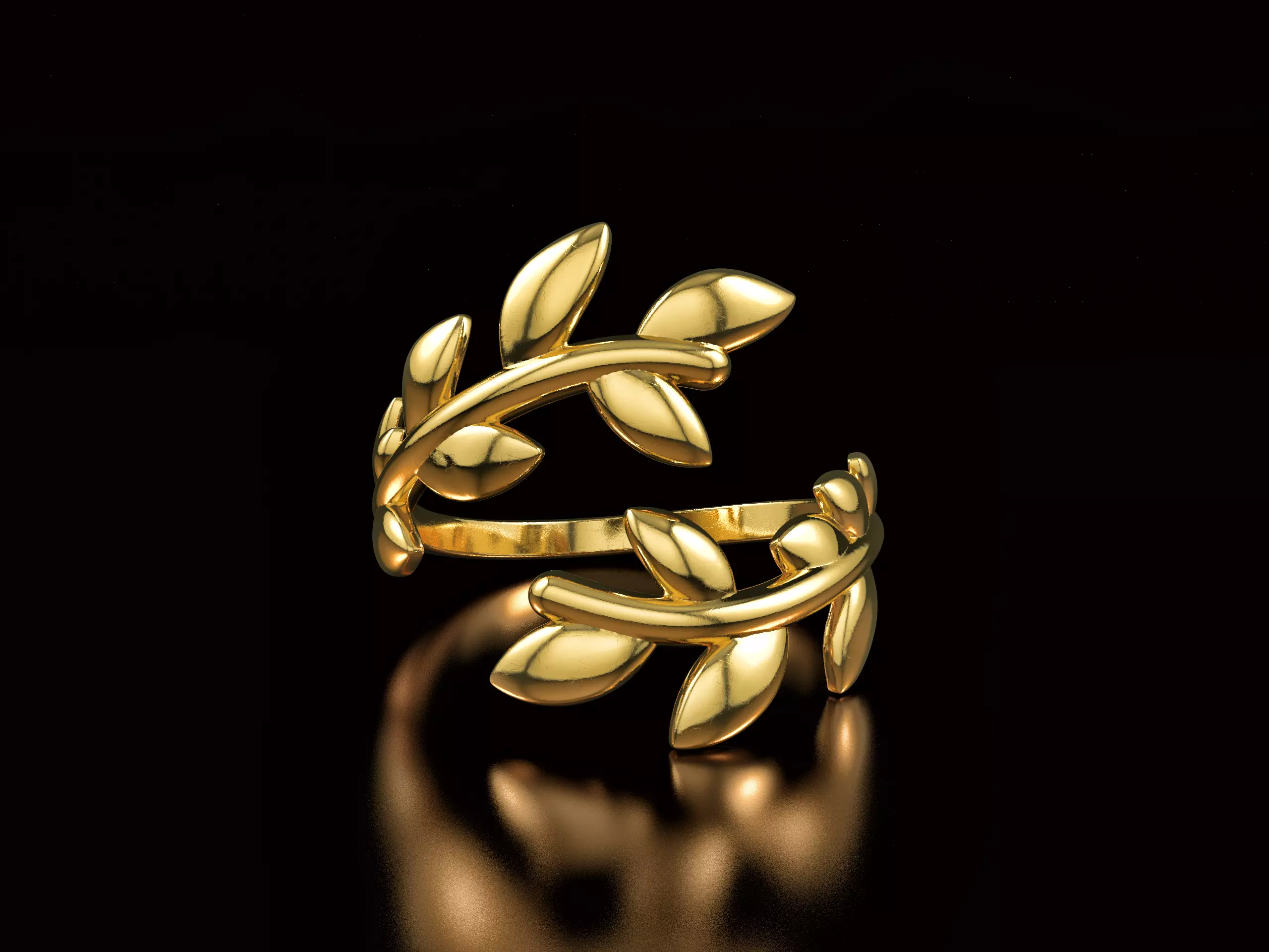 Olive Leaf Ring 3D print model_0