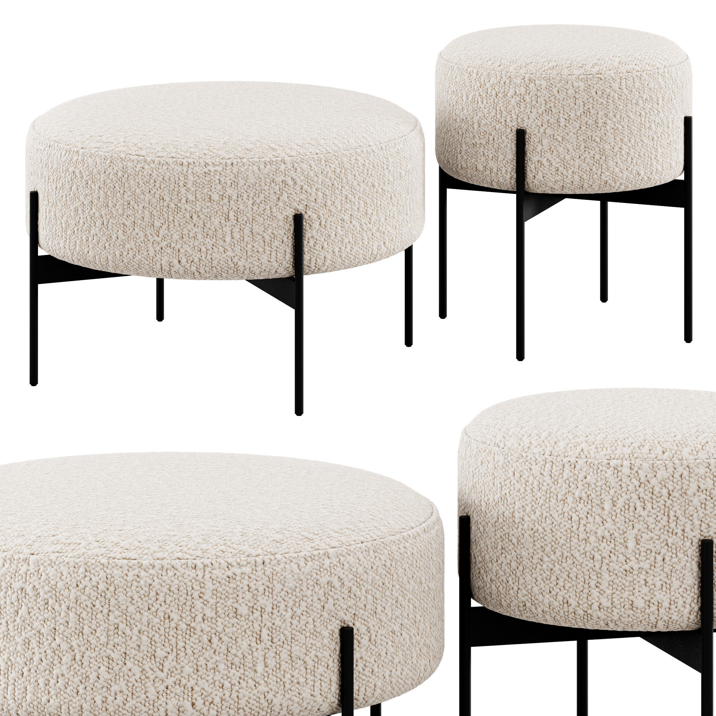 Dot boucle ottomans by Kardiel 3D model_1