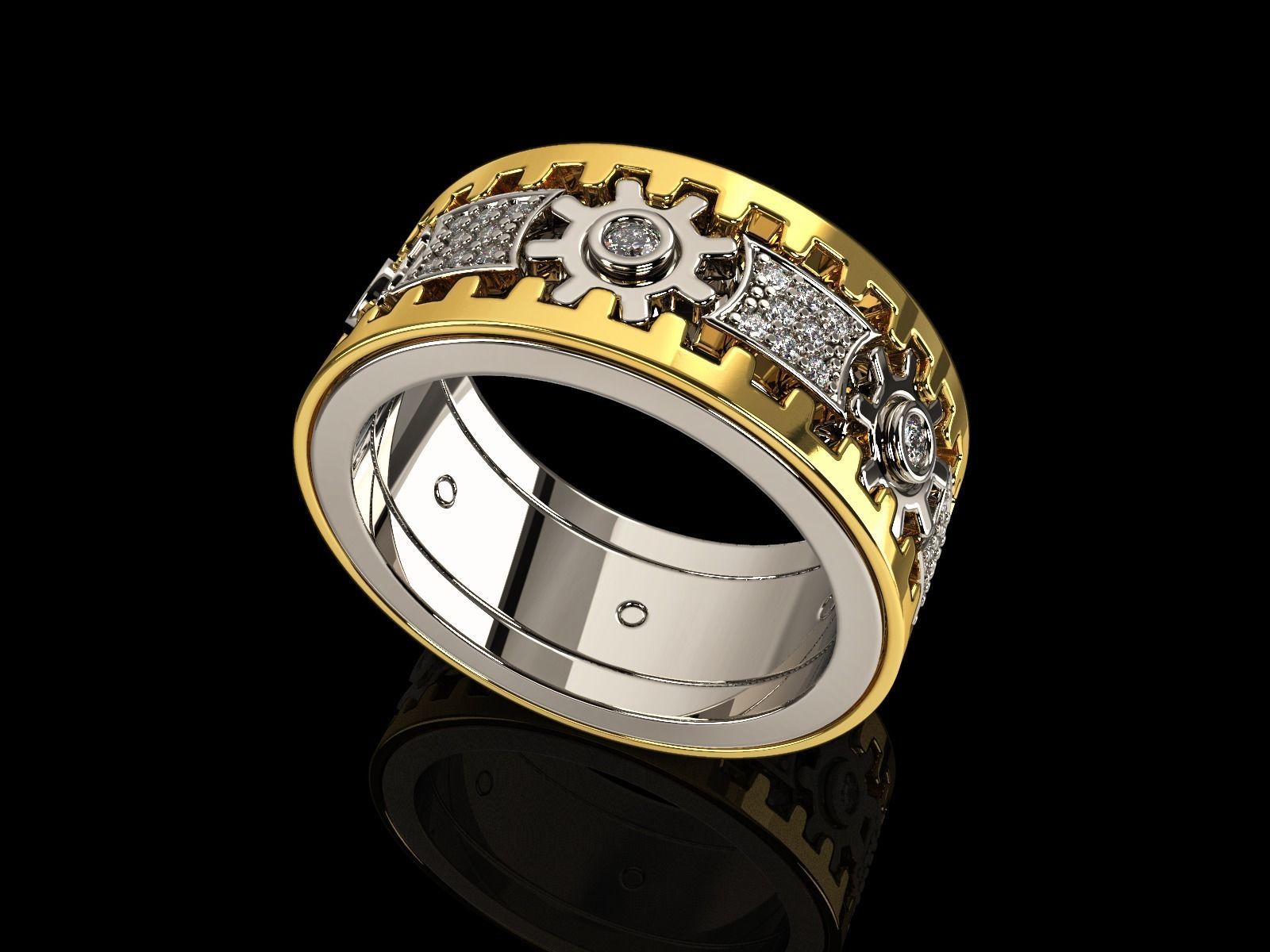 Steampunk Mechanical Ring 3D print model_1