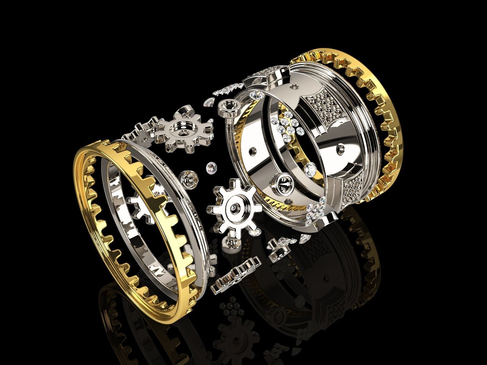 Steampunk Mechanical Ring 3D print model_2