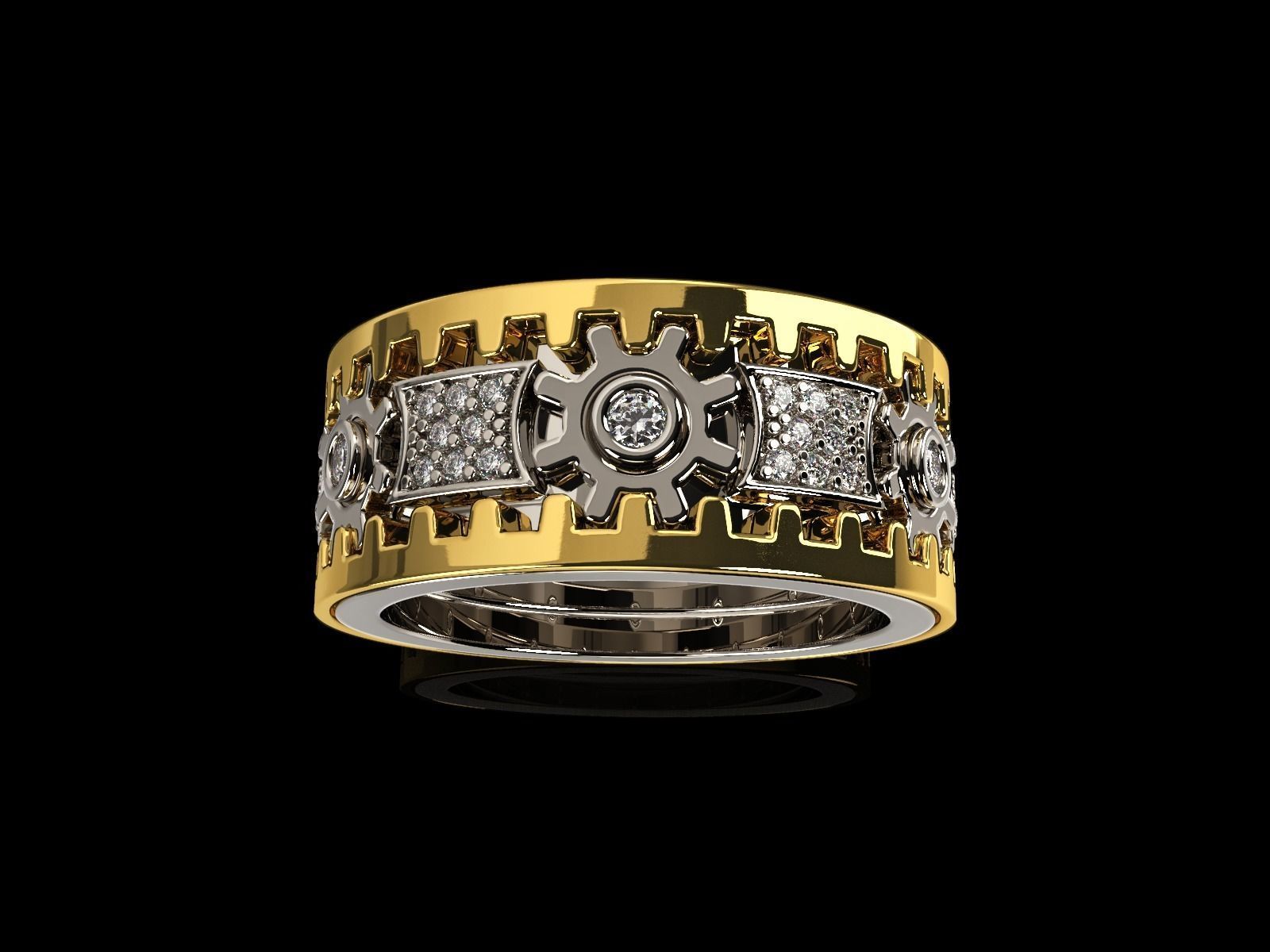Steampunk Mechanical Ring 3D print model_3