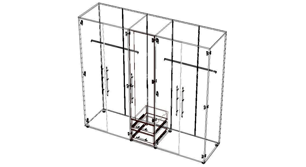 Clear Modular Wardrobe 2 m 3D model_4