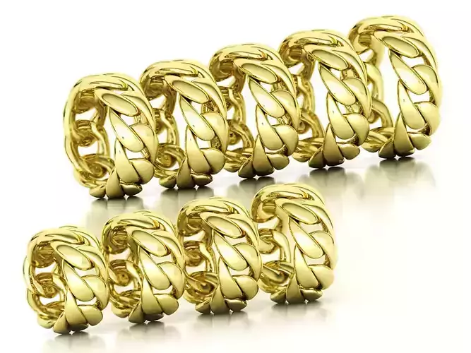 Cuban Chain Ring Miami Cuban Ring 3dmodel 5-13US sizes 3D print model