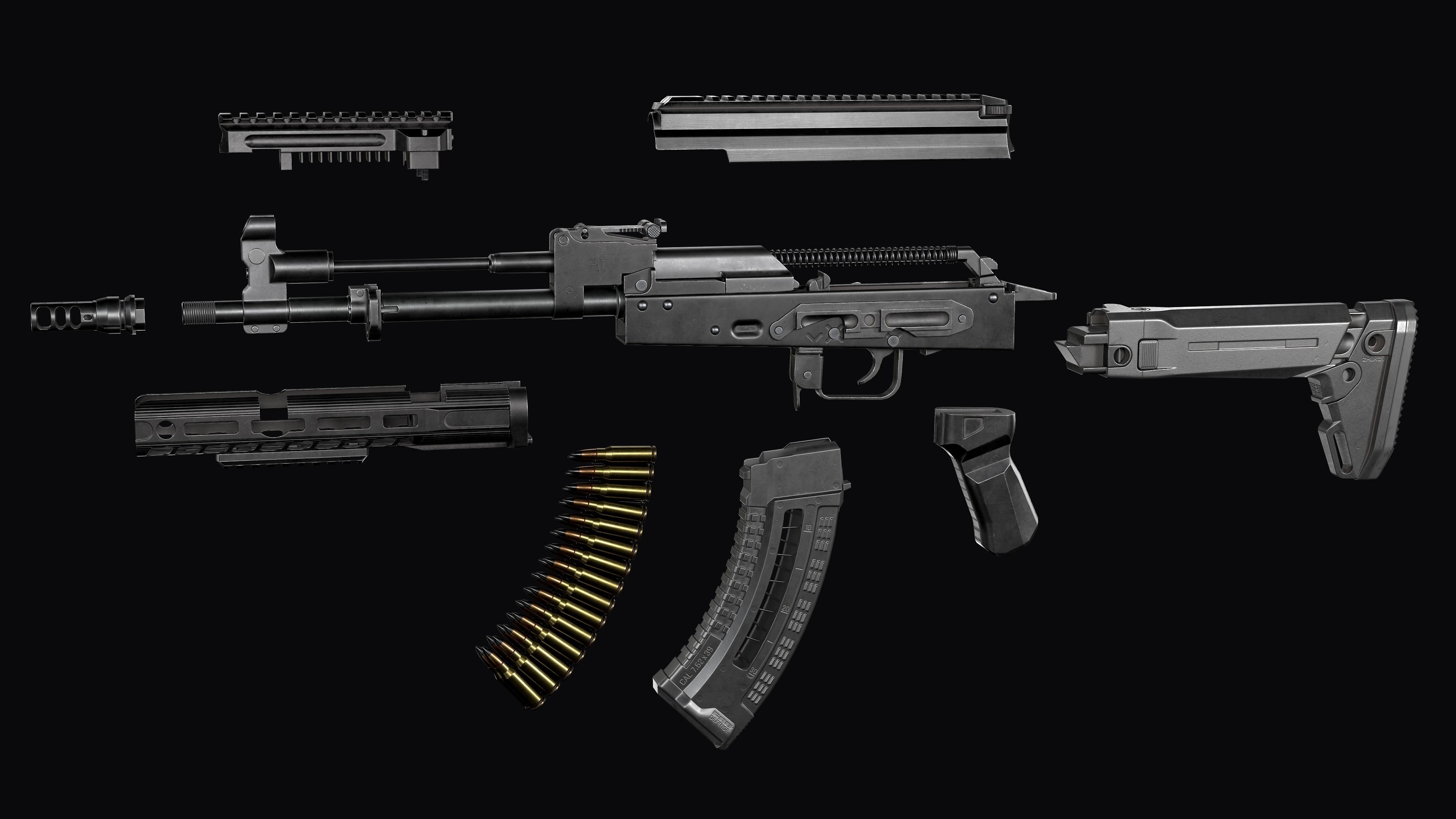 Modular assault rifle Rifle Dynamics 704 AK system Low-poly 3D model_27