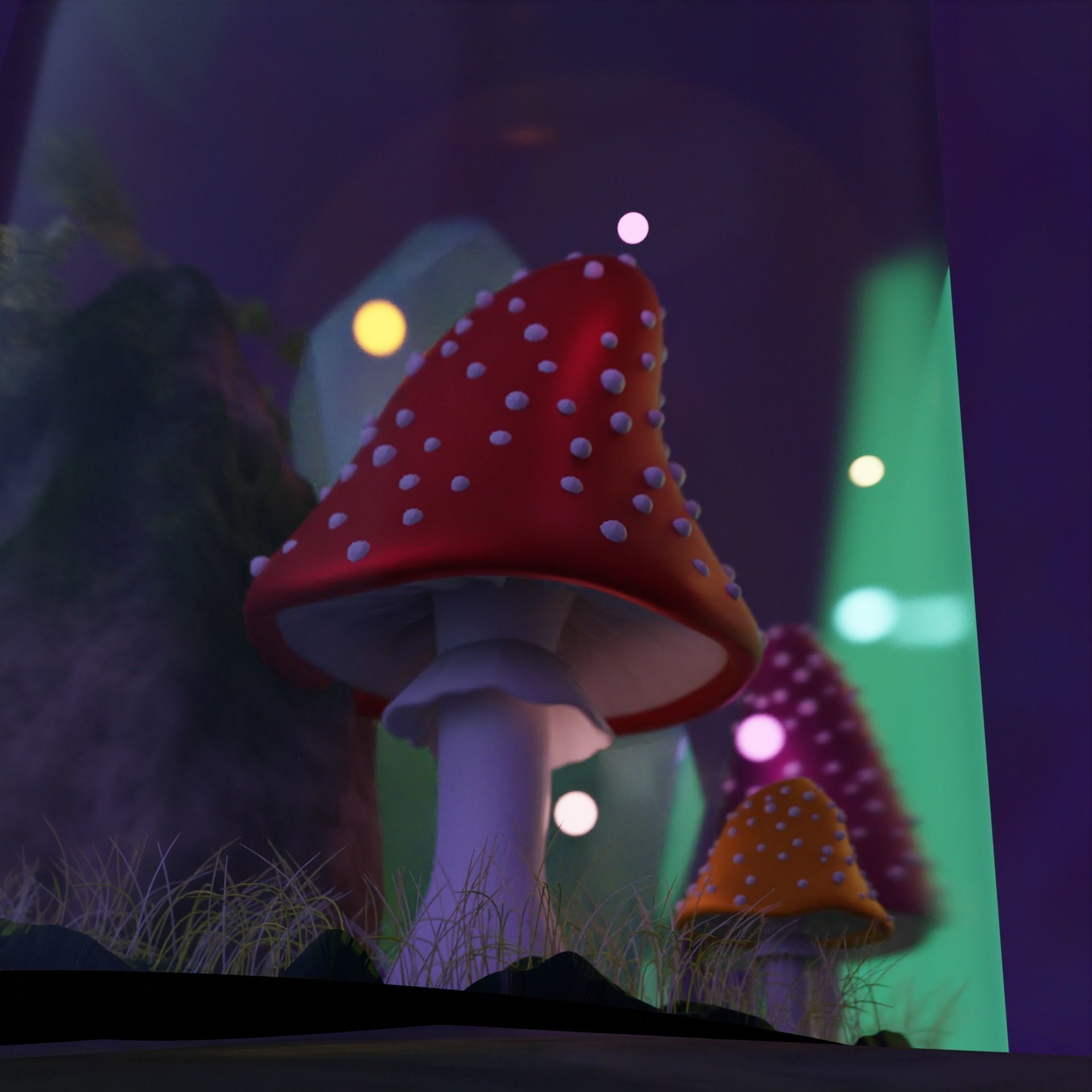 Magic mushrooms in the bottle 3D model_1