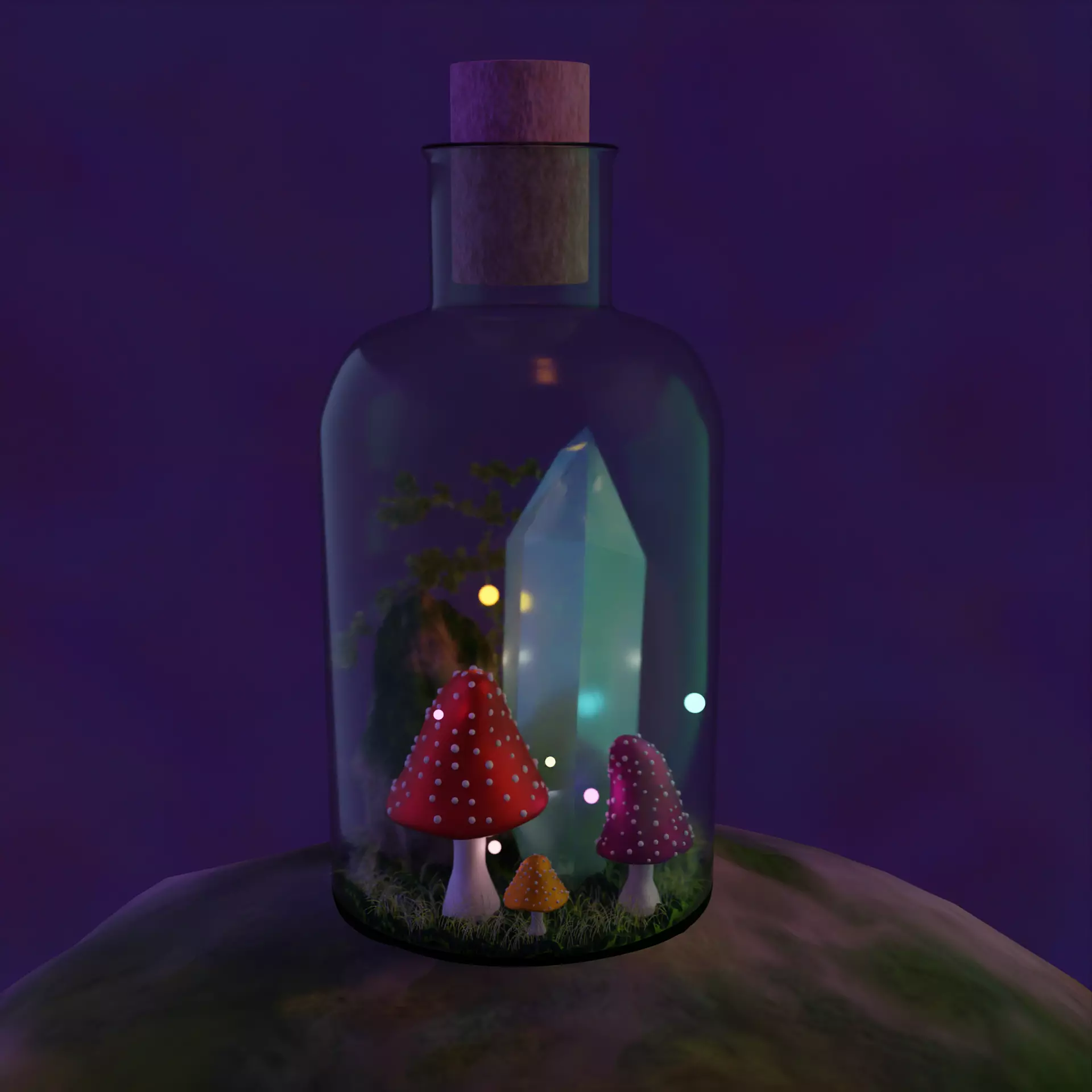Magic mushrooms in the bottle 3D model_0