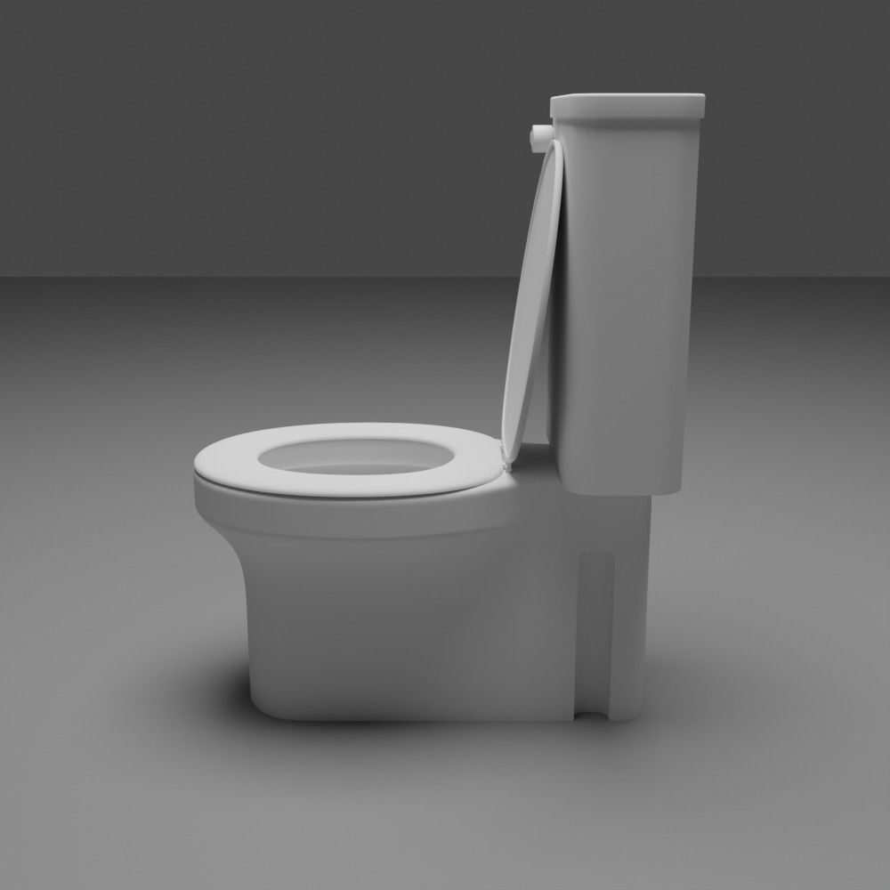 Simple Toilet Bowl without Texture Free 3D model_3