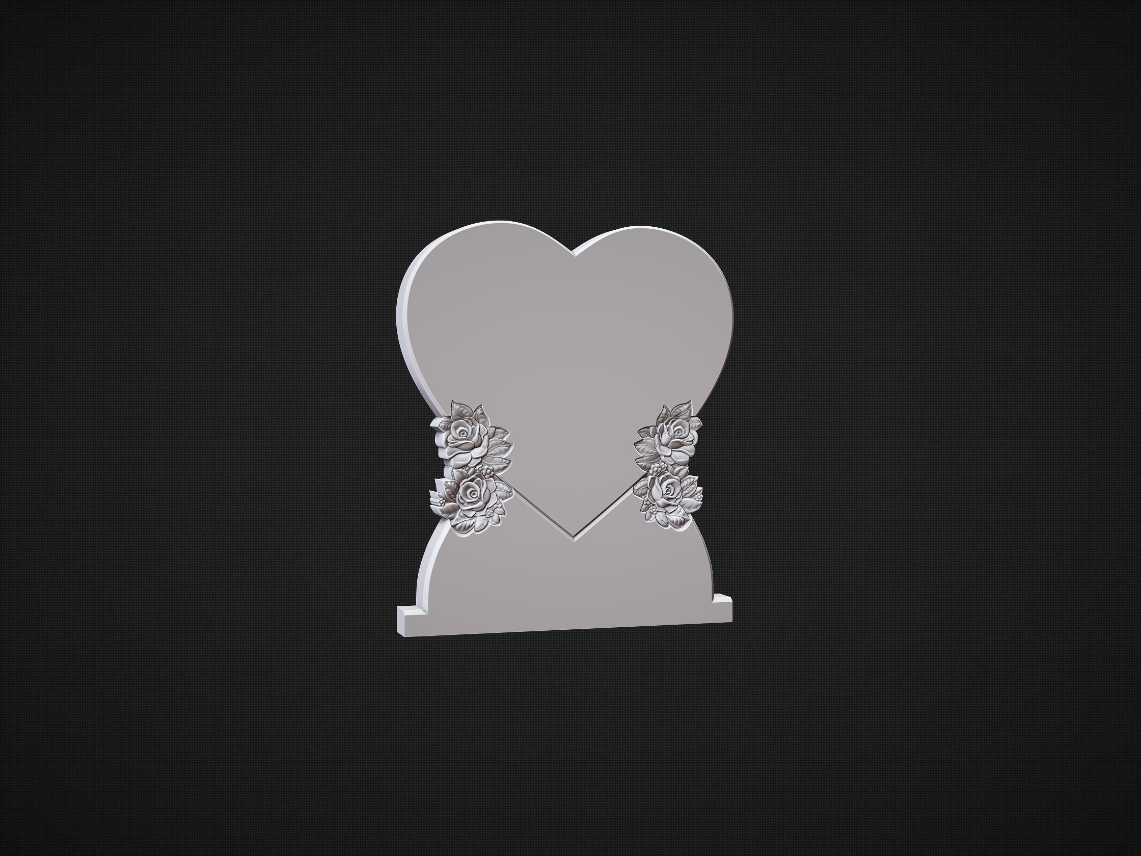 Heart Shaped Tombstone 3D print model_2