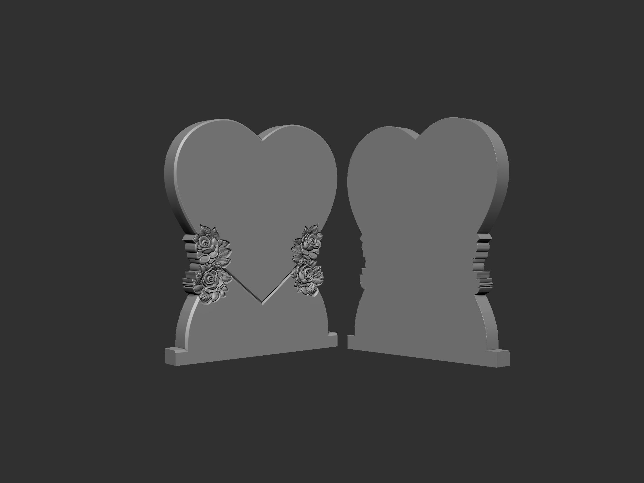 Heart Shaped Tombstone 3D print model_6
