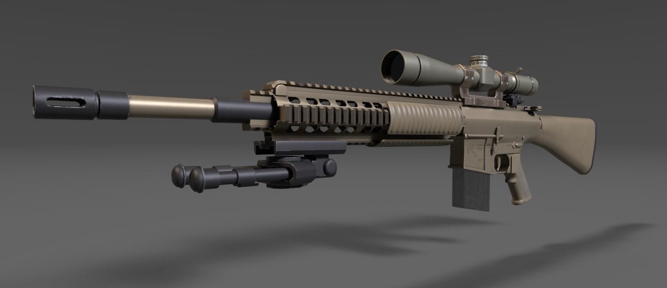 M110 Sniper Rifle  Low-poly 3D model_4