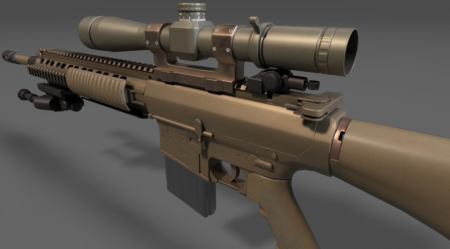 M110 Sniper Rifle  Low-poly 3D model_2