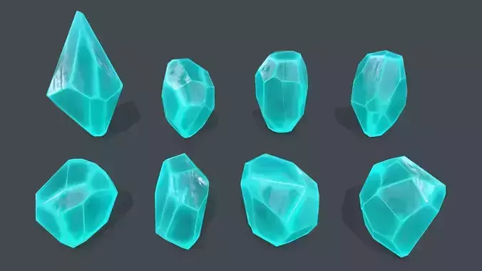 crystal set Low-poly 3D model