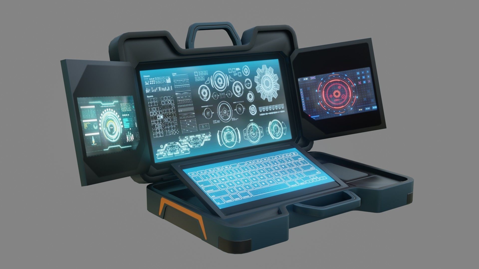 Sci-Fi Laptop - Low Poly Game Ready PBR Low-poly 3D model_2