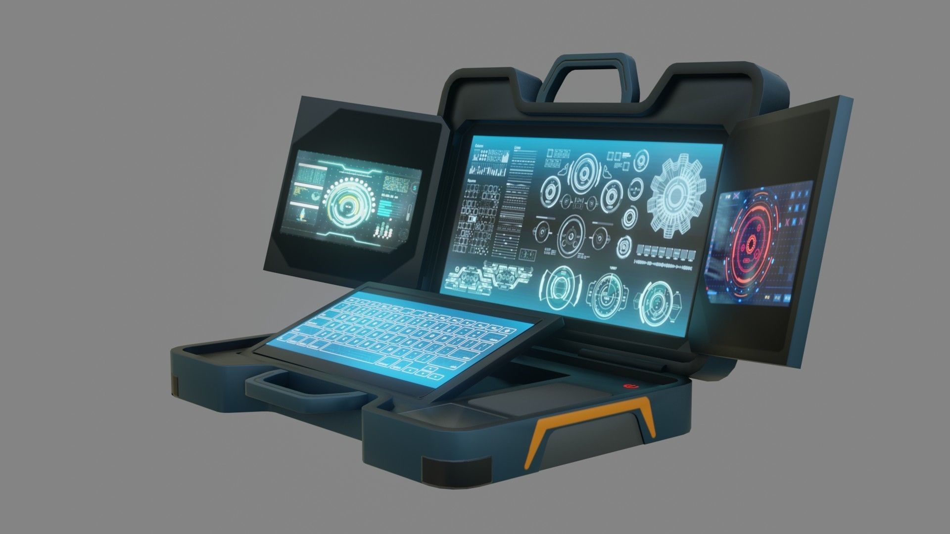 Sci-Fi Laptop - Low Poly Game Ready PBR Low-poly 3D model_3