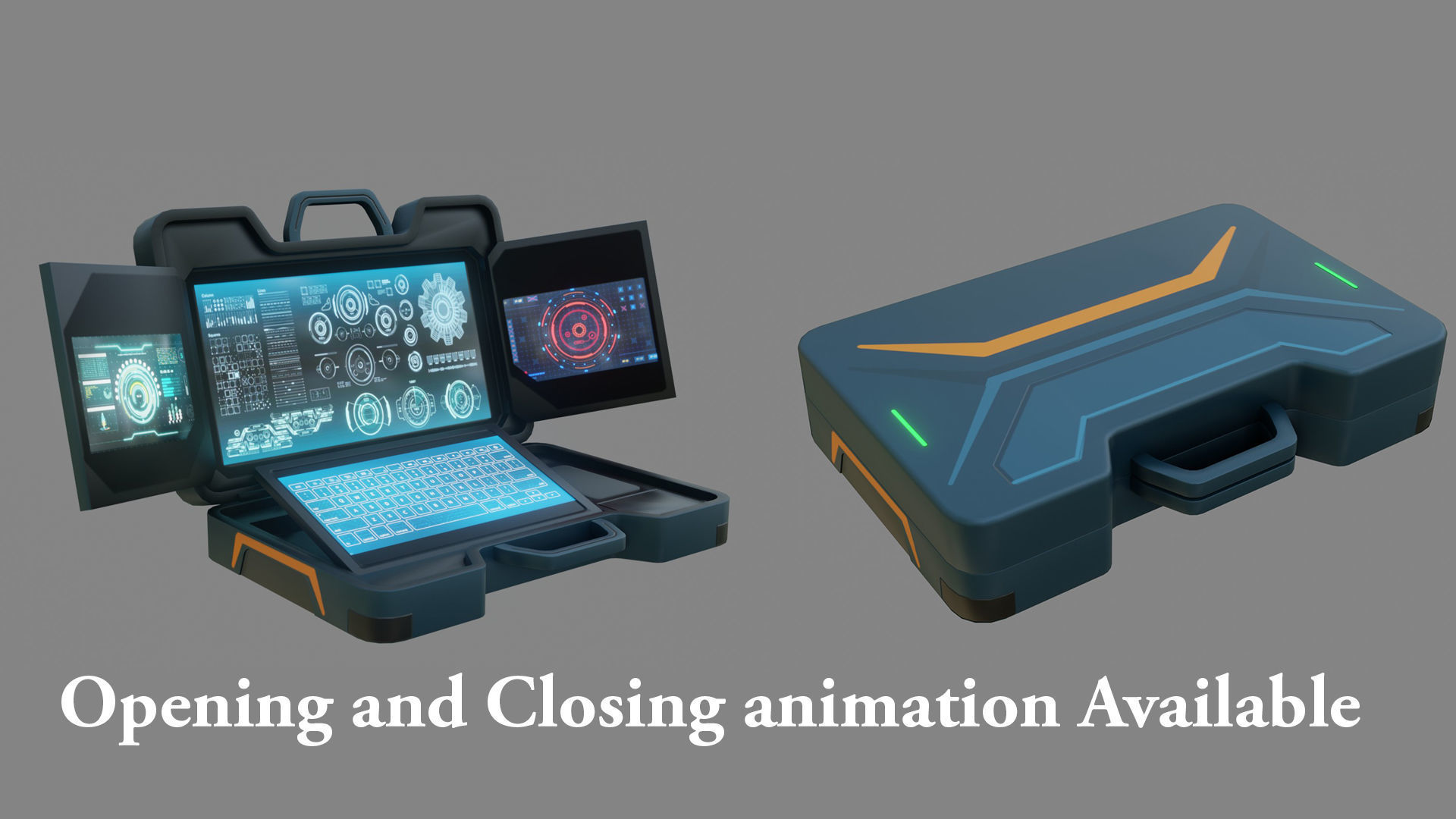 Sci-Fi Laptop - Low Poly Game Ready PBR Low-poly 3D model_4