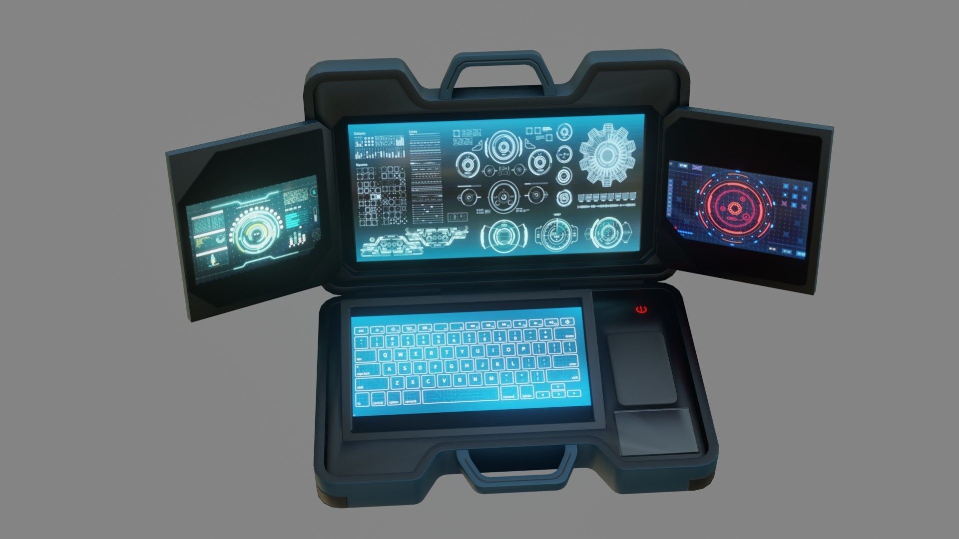 Sci-Fi Laptop - Low Poly Game Ready PBR Low-poly 3D model_7