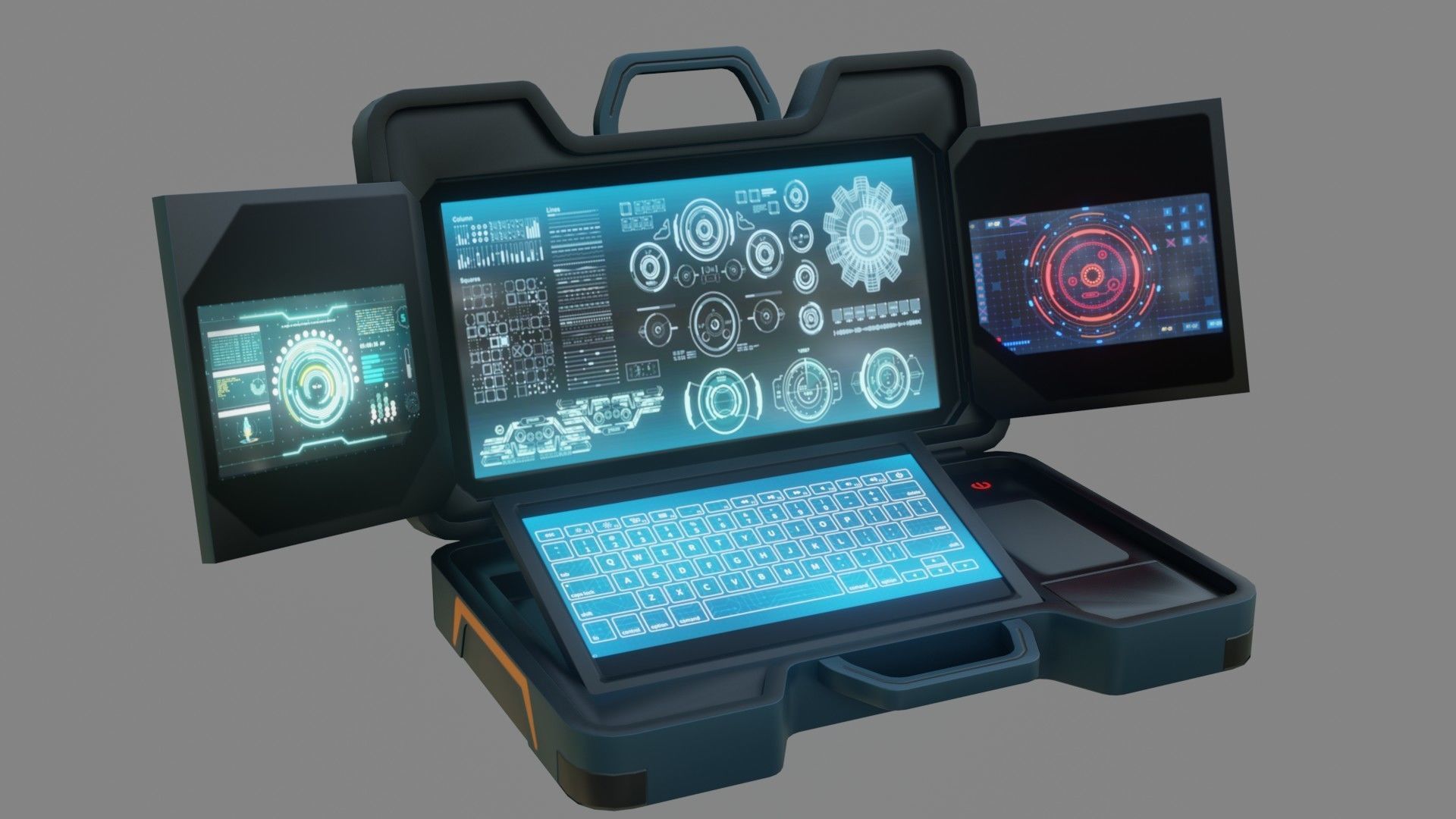 Sci-Fi Laptop - Low Poly Game Ready PBR Low-poly 3D model_8