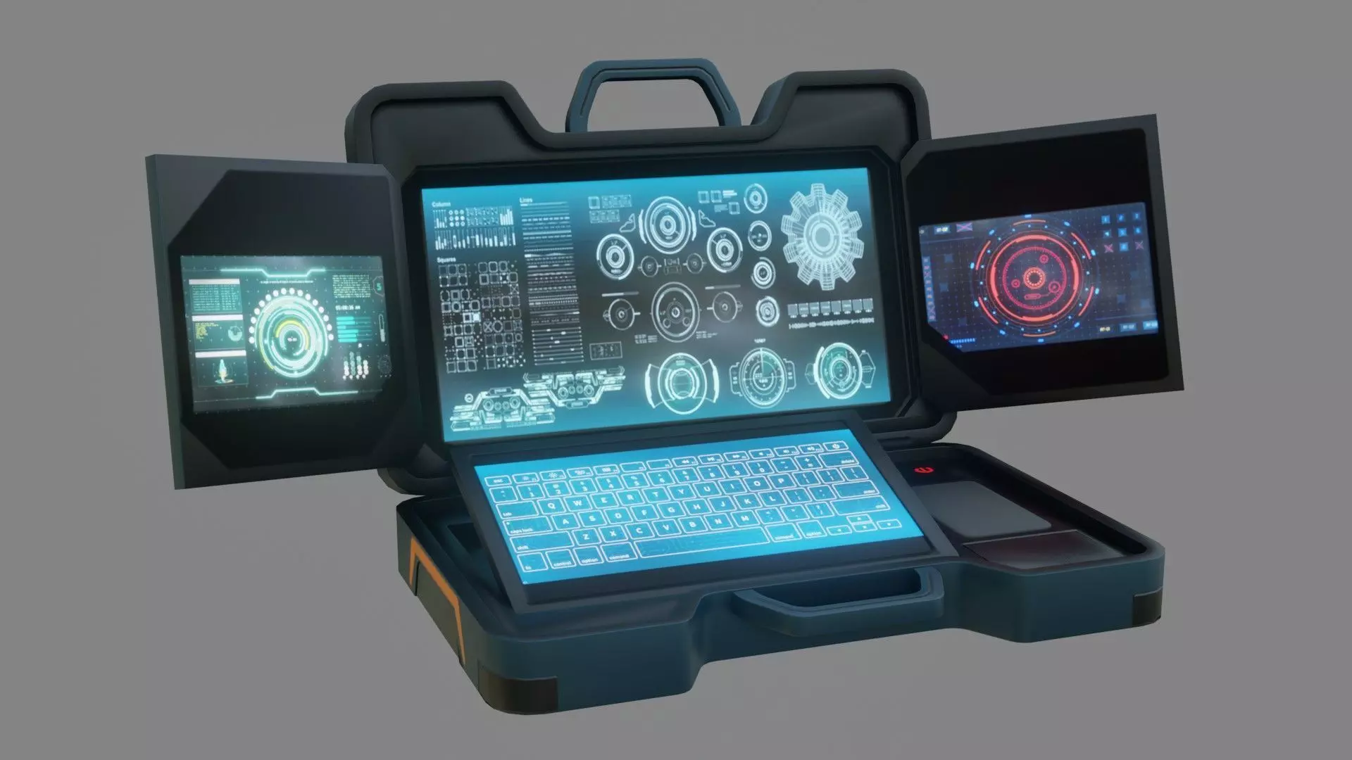 Sci-Fi Laptop - Low Poly Game Ready PBR Low-poly 3D model_0
