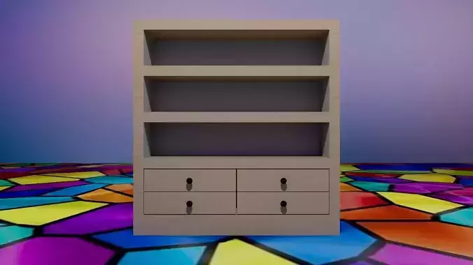 Wooden Library 3D Model