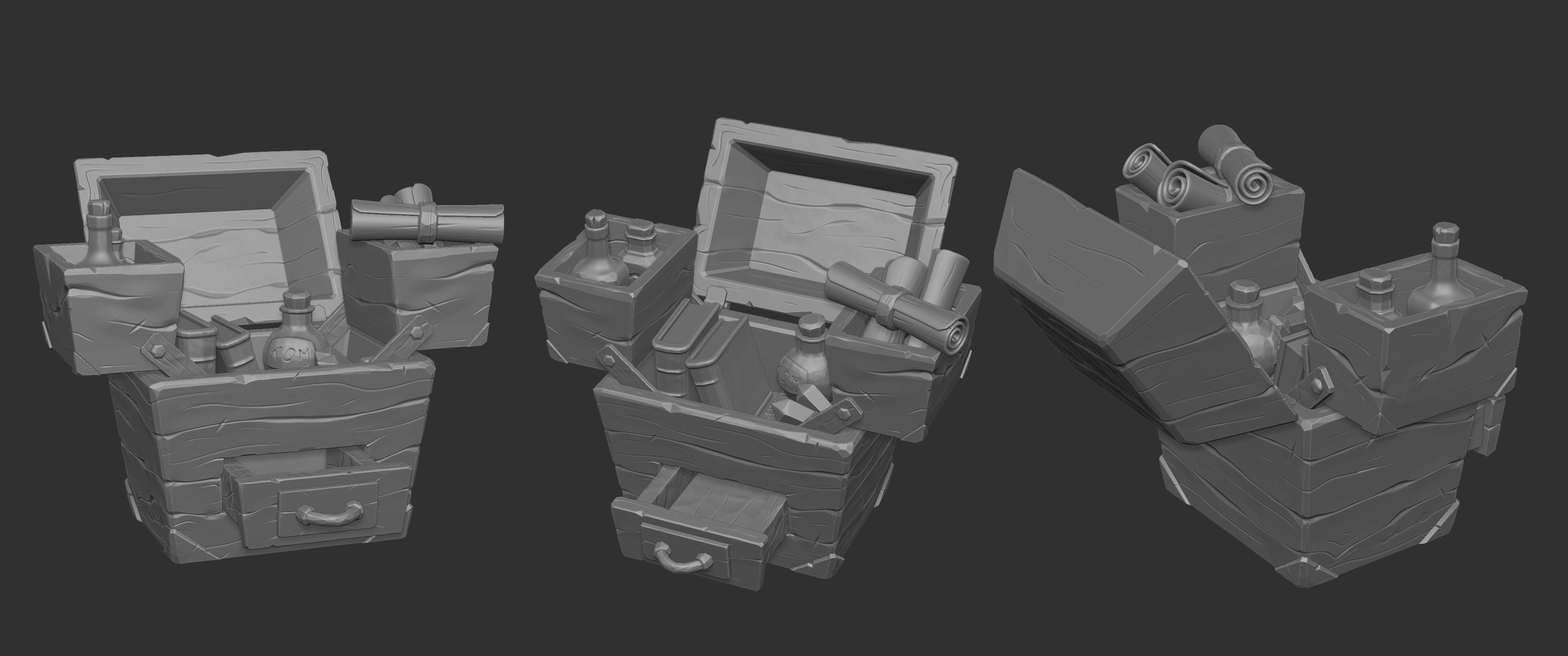 Stylized Wizard Chest Low-poly 3D model_4