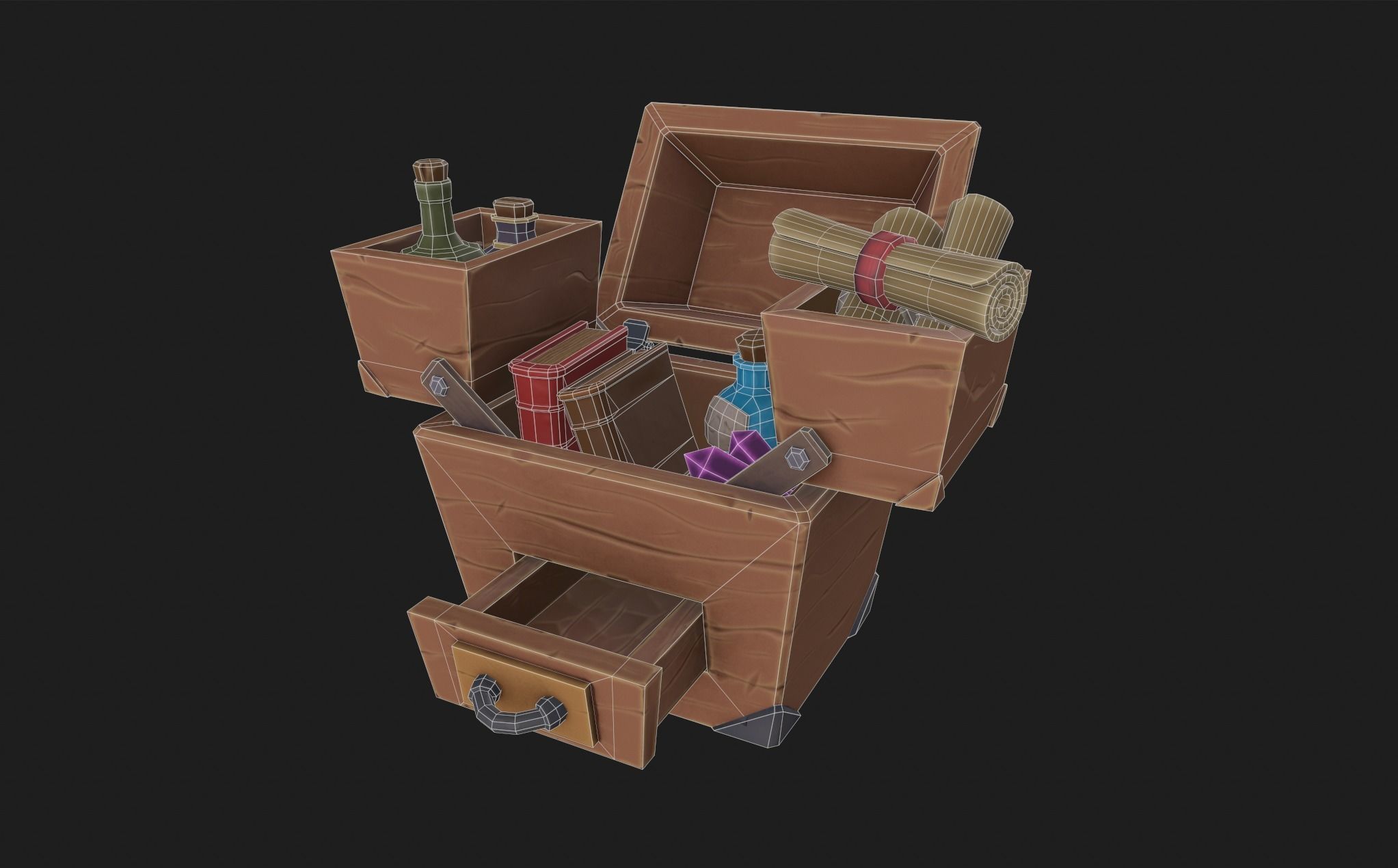 Stylized Wizard Chest Low-poly 3D model_3