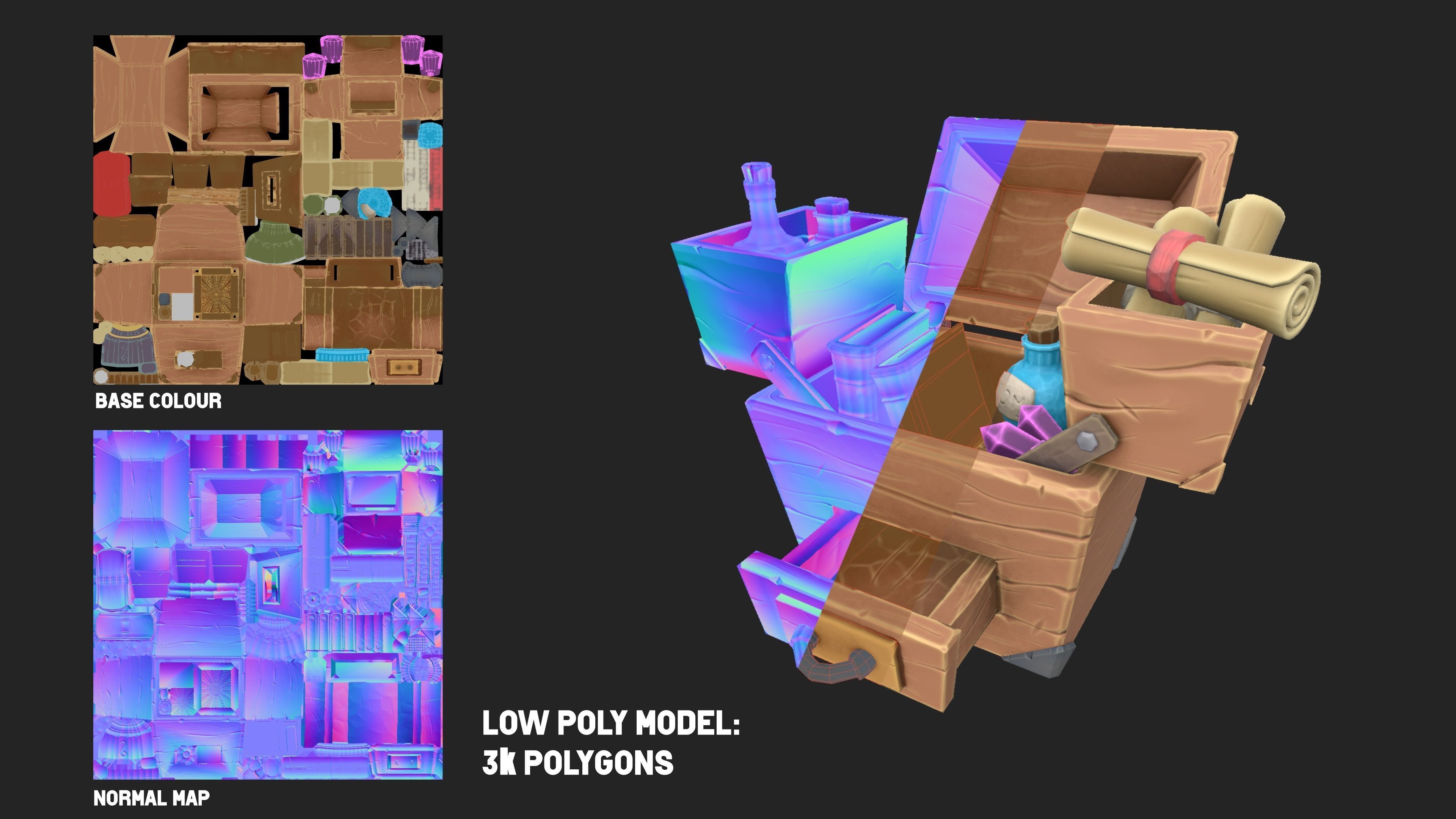 Stylized Wizard Chest Low-poly 3D model_2