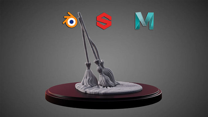 Brooms Low-poly 3D model