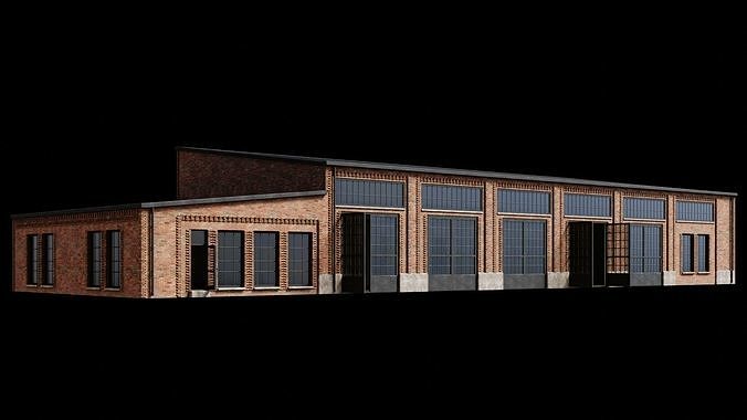 BRICK FACTORY SCHOOL PRISON BUILDING CITY TOWN COLLECTION Low-poly 3D model 3