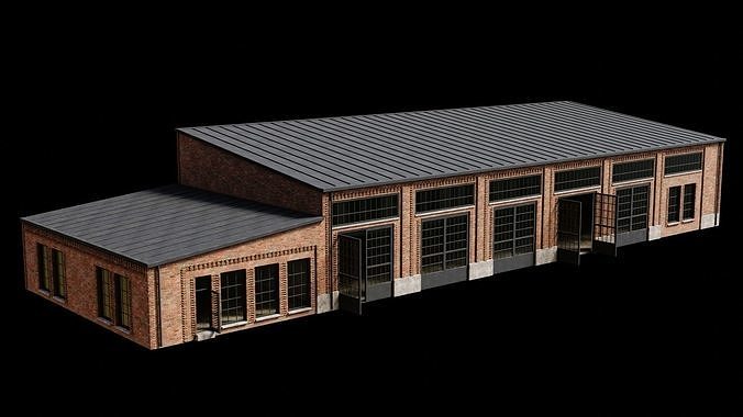 BRICK FACTORY SCHOOL PRISON BUILDING CITY TOWN COLLECTION Low-poly 3D model 5