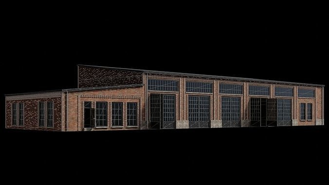BRICK FACTORY SCHOOL PRISON BUILDING CITY TOWN COLLECTION Low-poly 3D model 4
