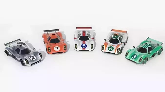 Low poly Concept Racer cars Le Mans style Low-poly 3D model