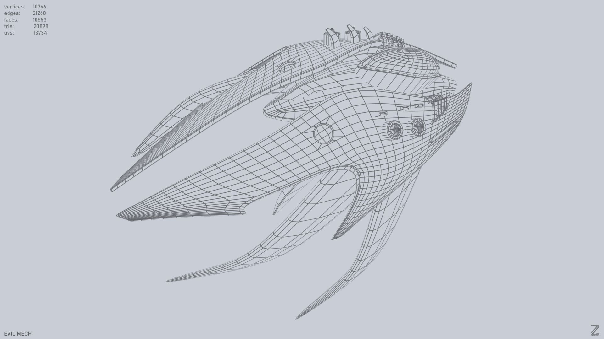 Evil mech Low-poly 3D model_14