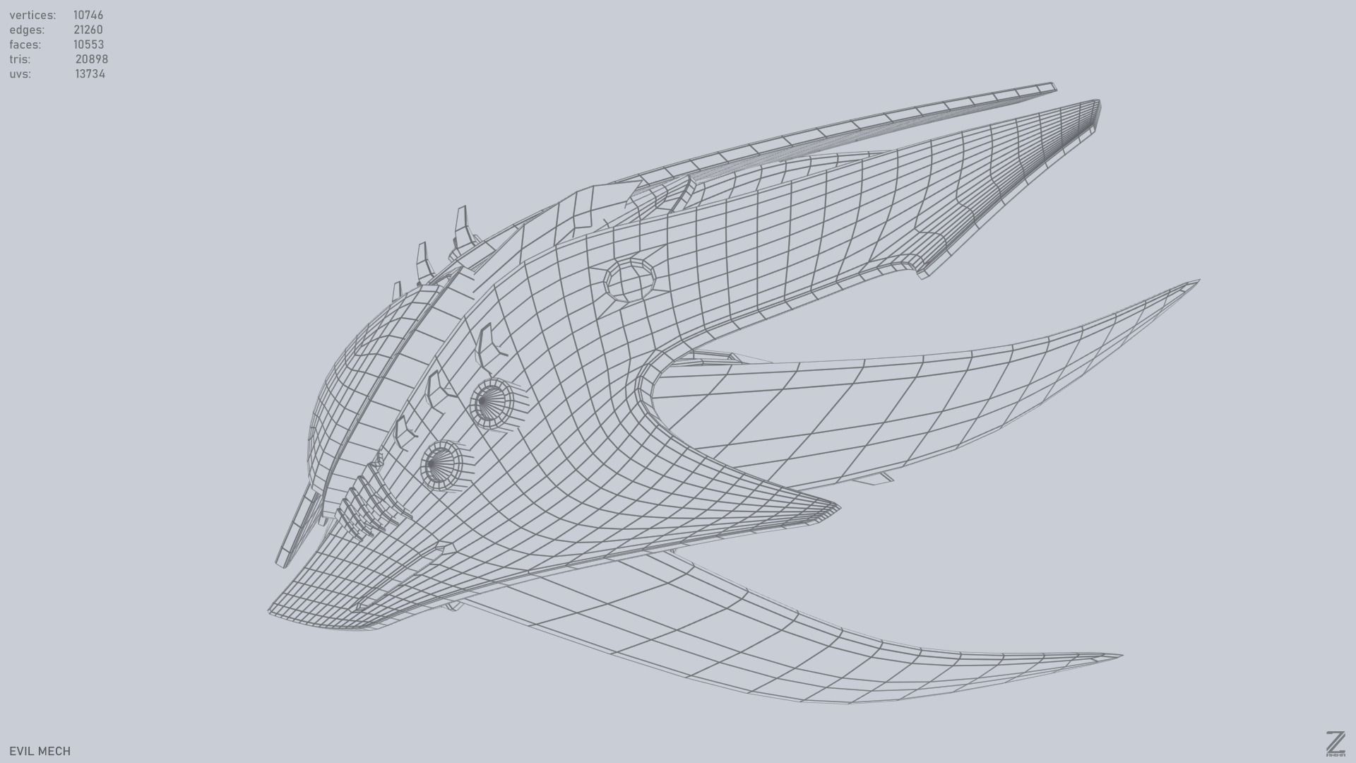 Evil mech Low-poly 3D model_3