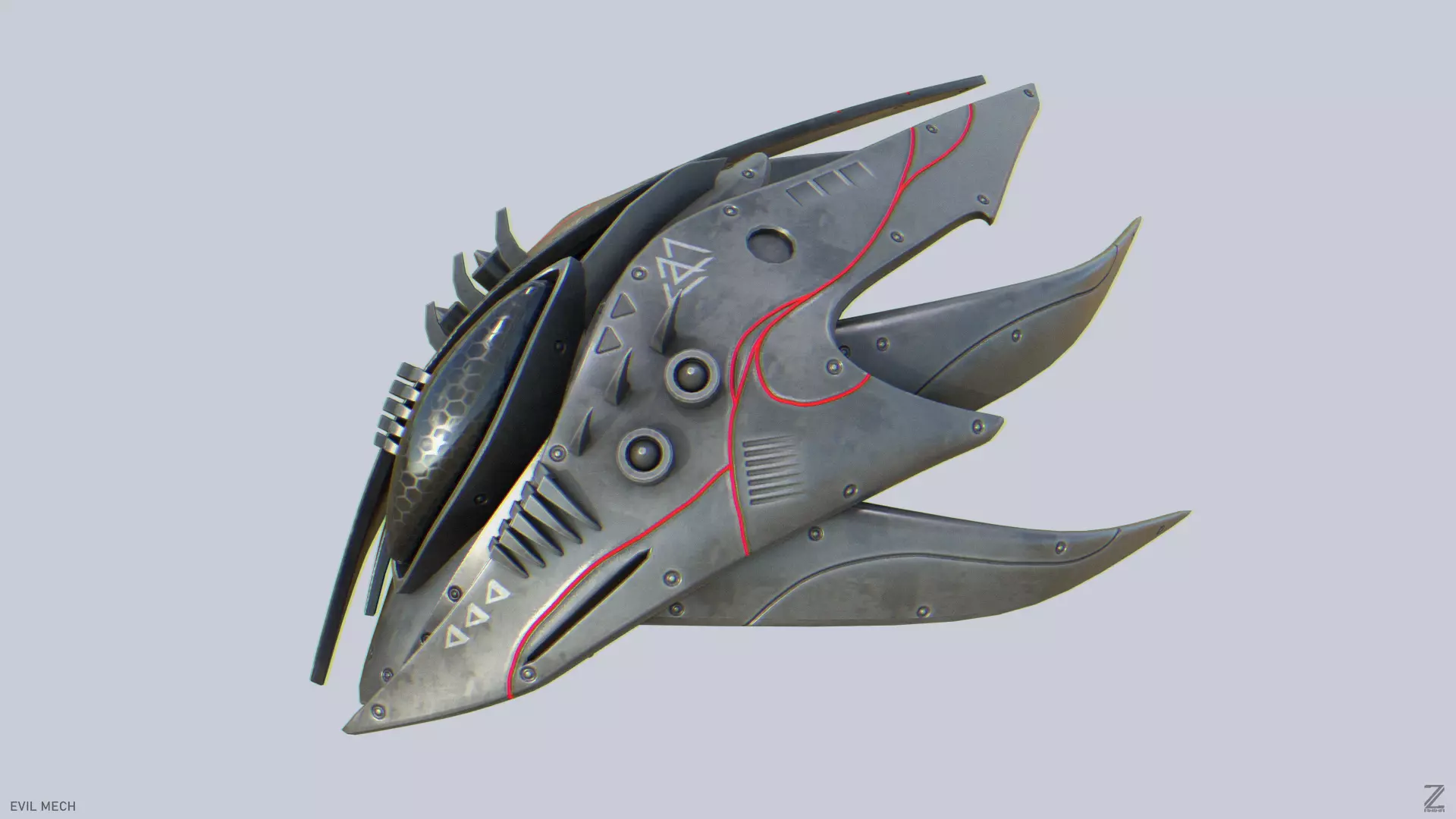 Evil mech Low-poly 3D model_0