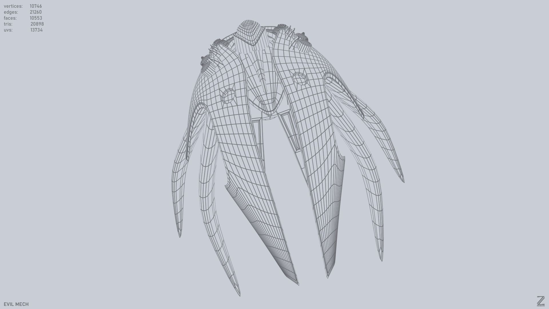 Evil mech Low-poly 3D model_13