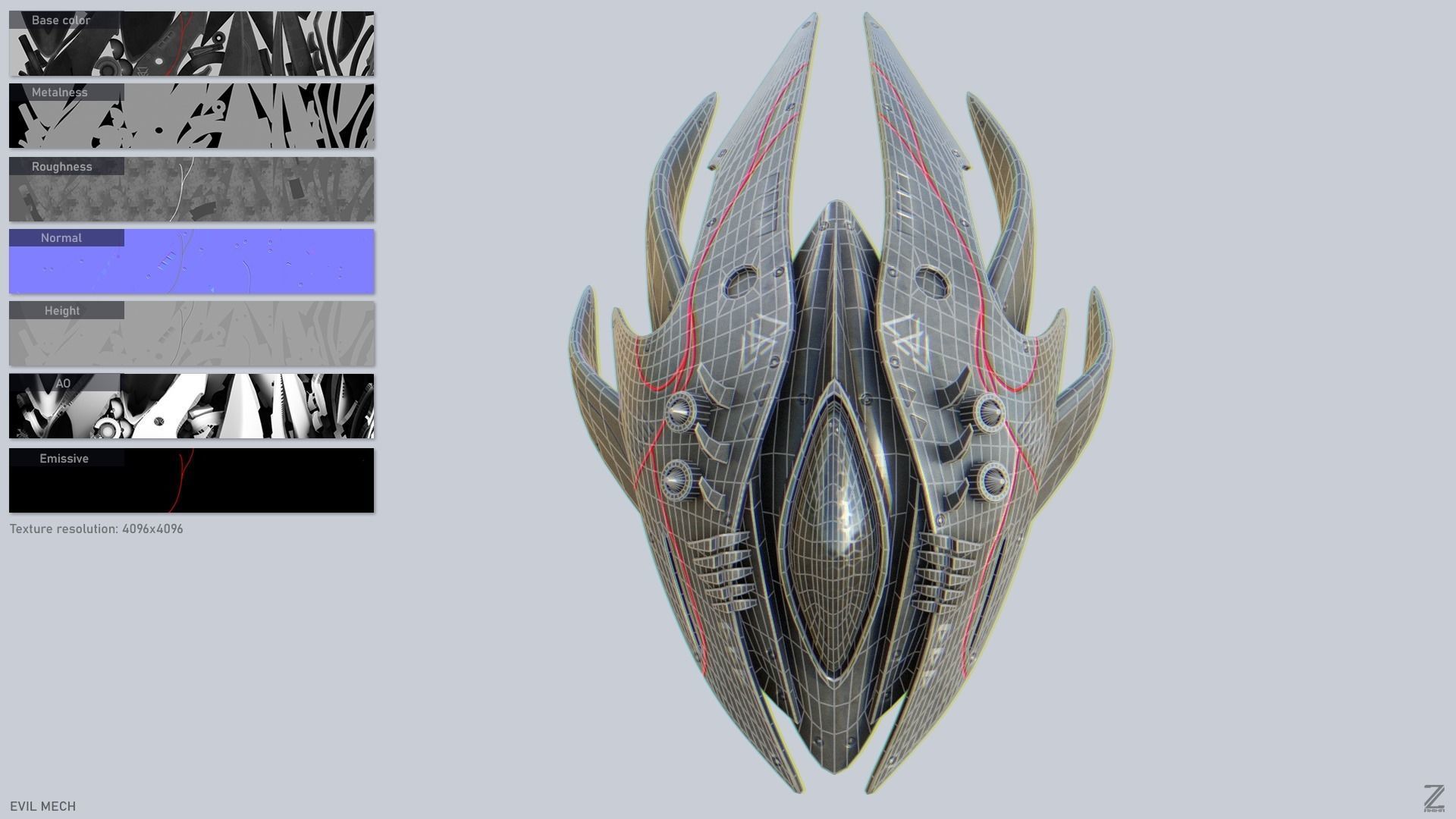 Evil mech Low-poly 3D model_2