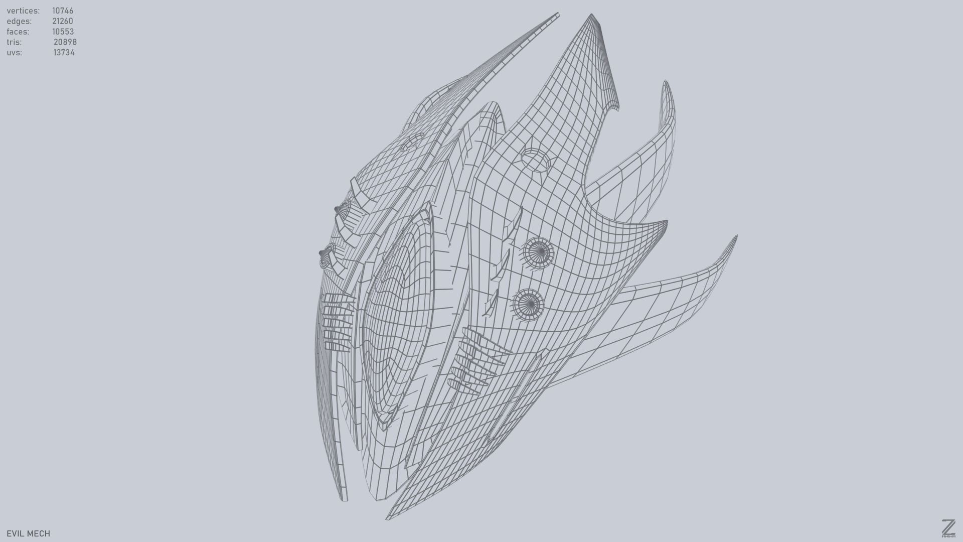 Evil mech Low-poly 3D model_9