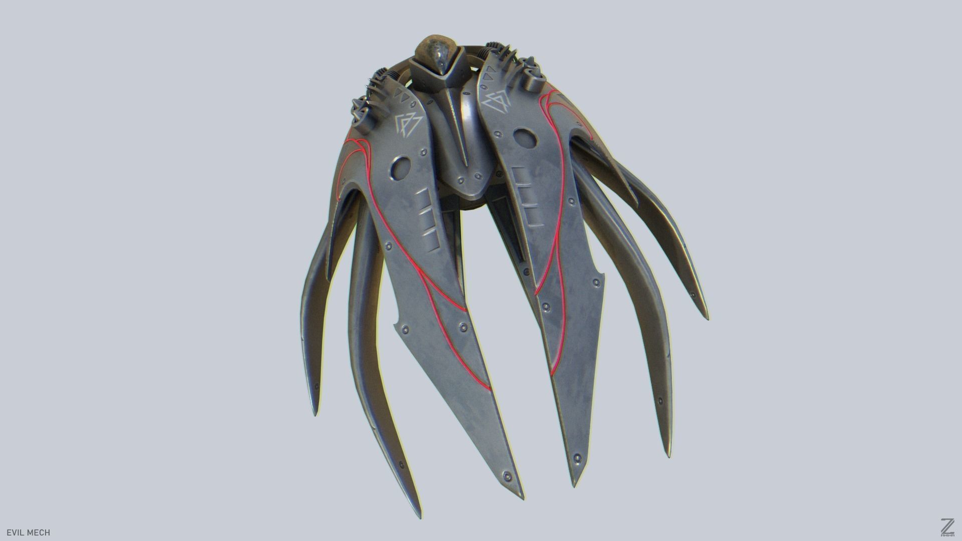 Evil mech Low-poly 3D model_6