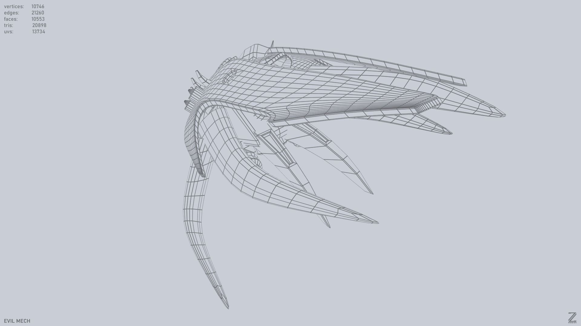 Evil mech Low-poly 3D model_12