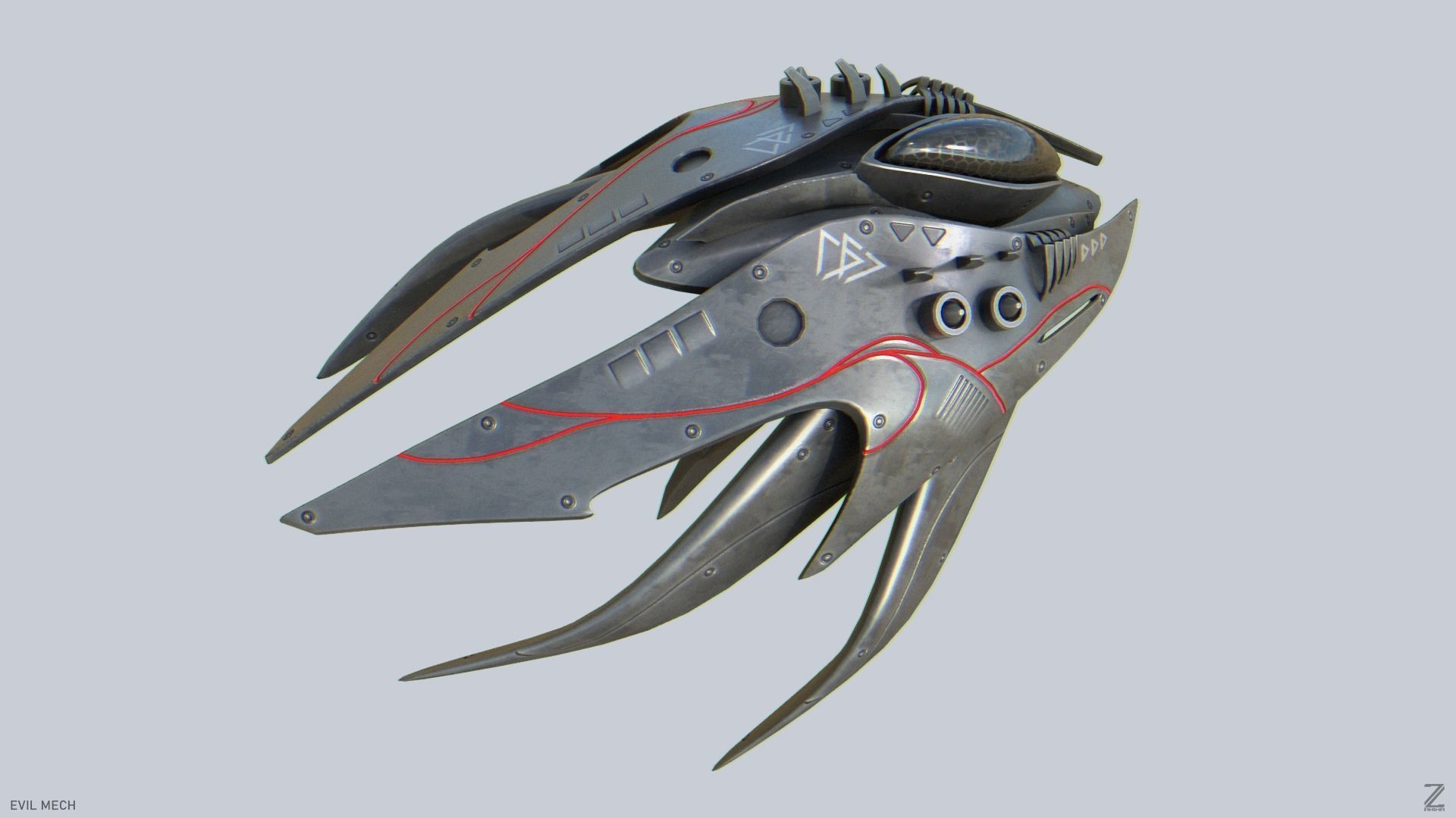 Evil mech Low-poly 3D model_8