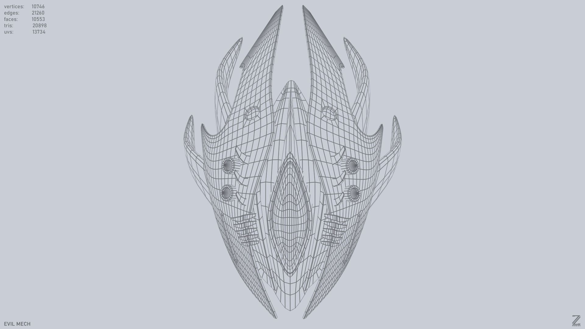 Evil mech Low-poly 3D model_10