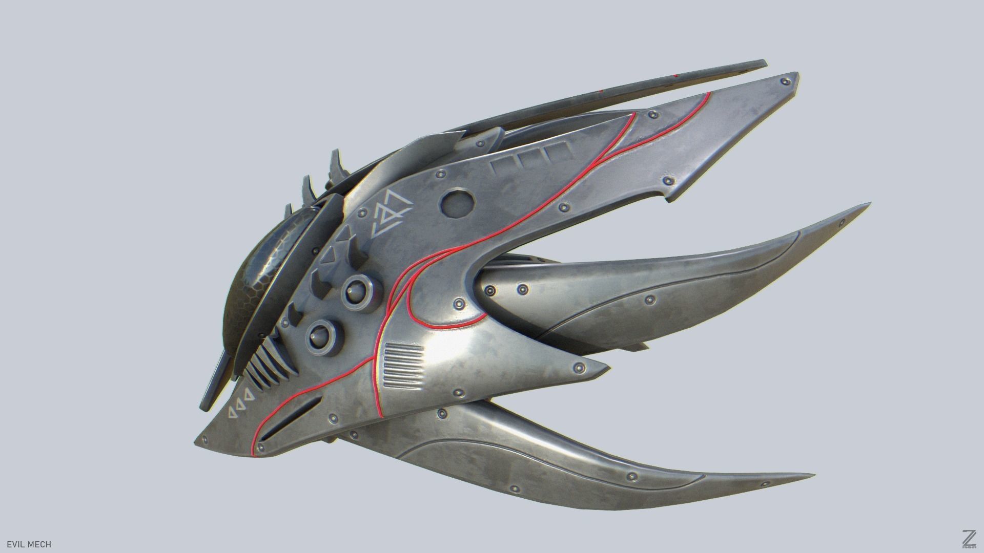 Evil mech Low-poly 3D model_4