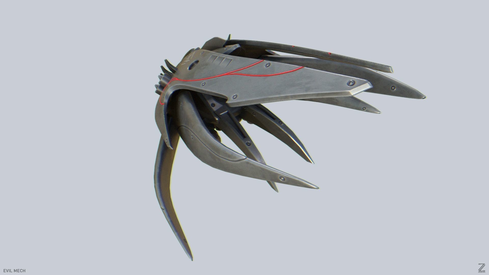 Evil mech Low-poly 3D model_5