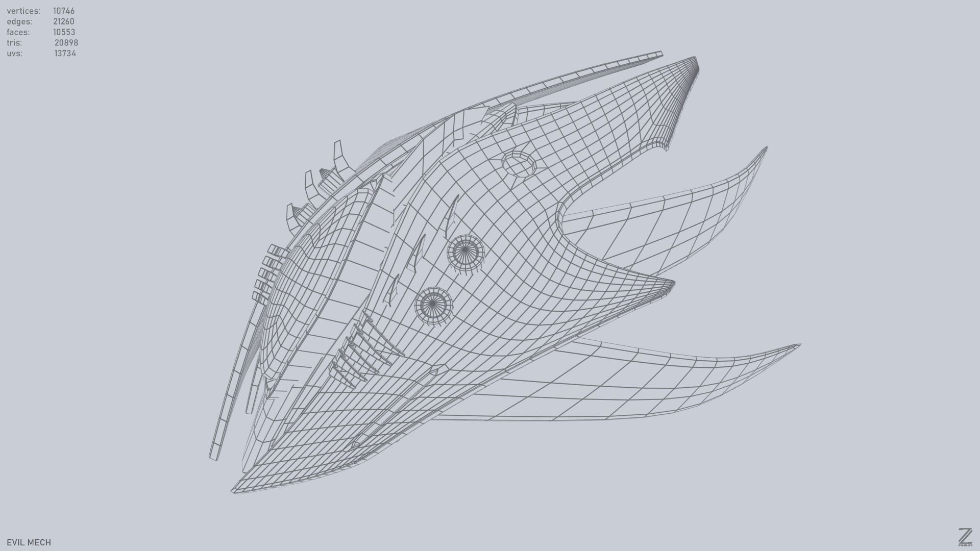 Evil mech Low-poly 3D model_11