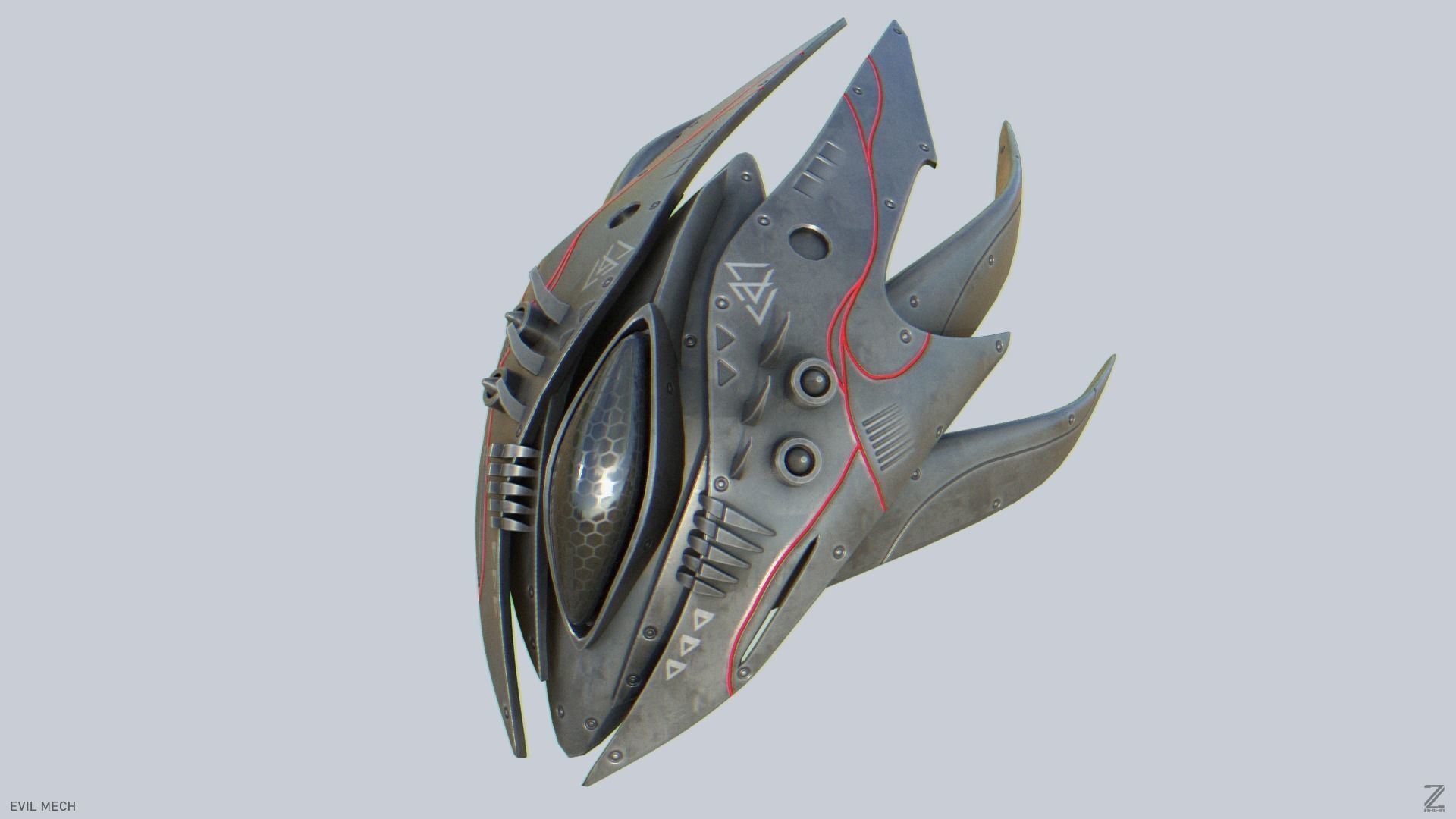 Evil mech Low-poly 3D model_1