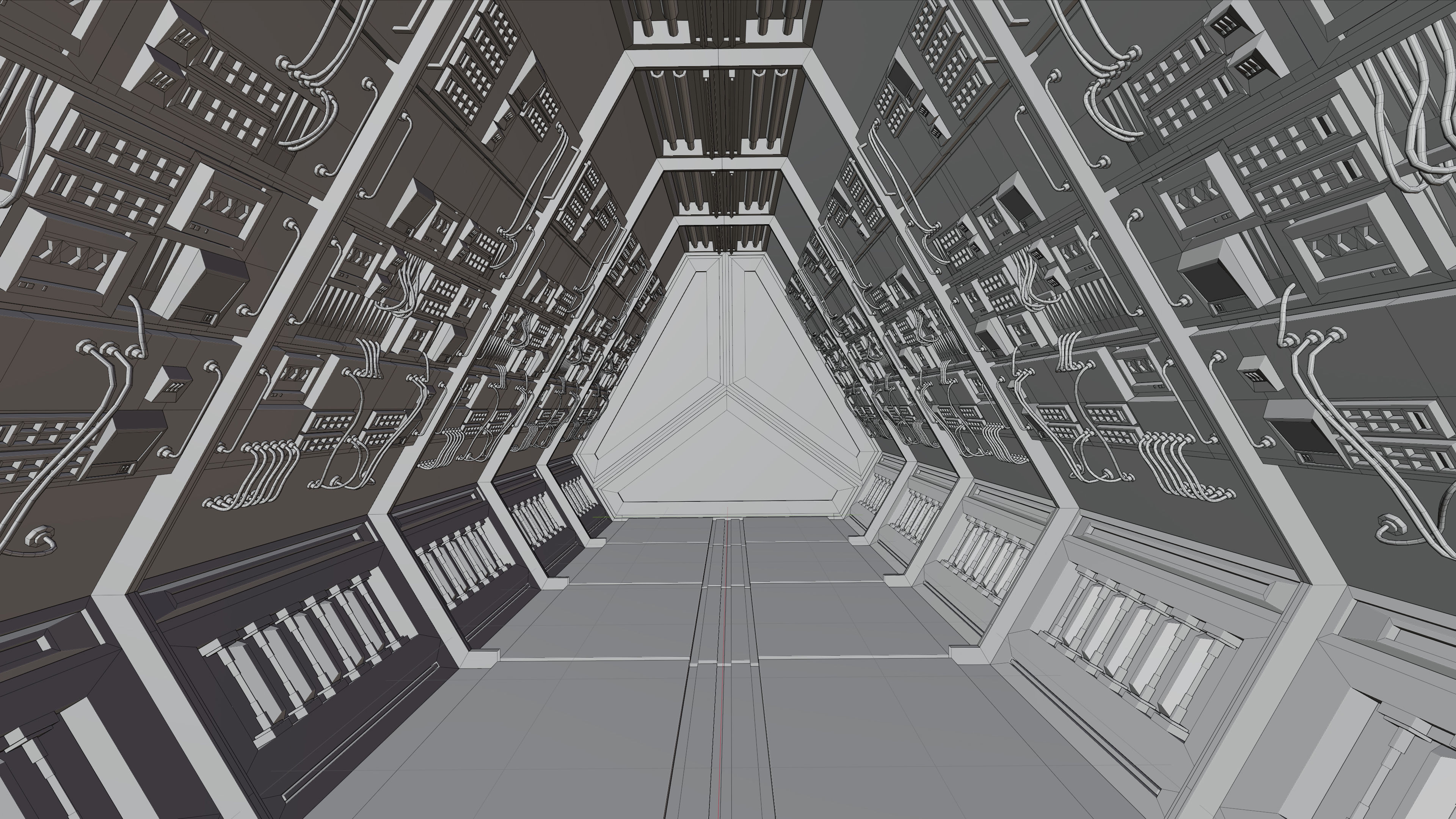 Sci-Fi modular Corridor-only interior Low-poly 3D model_2