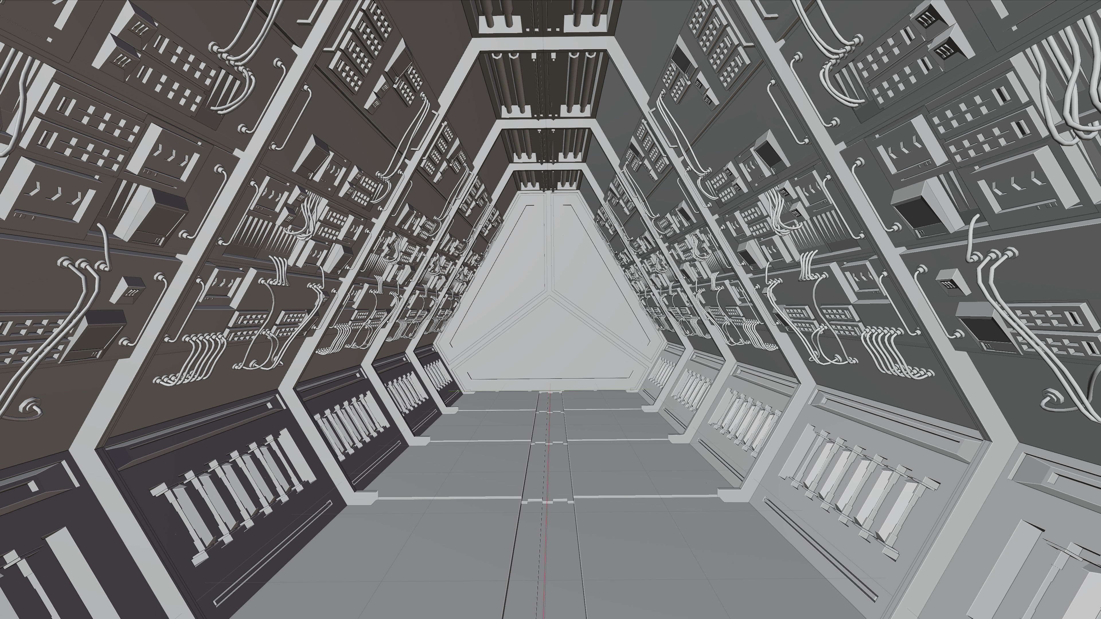Sci-Fi modular Corridor-only interior Low-poly 3D model_4