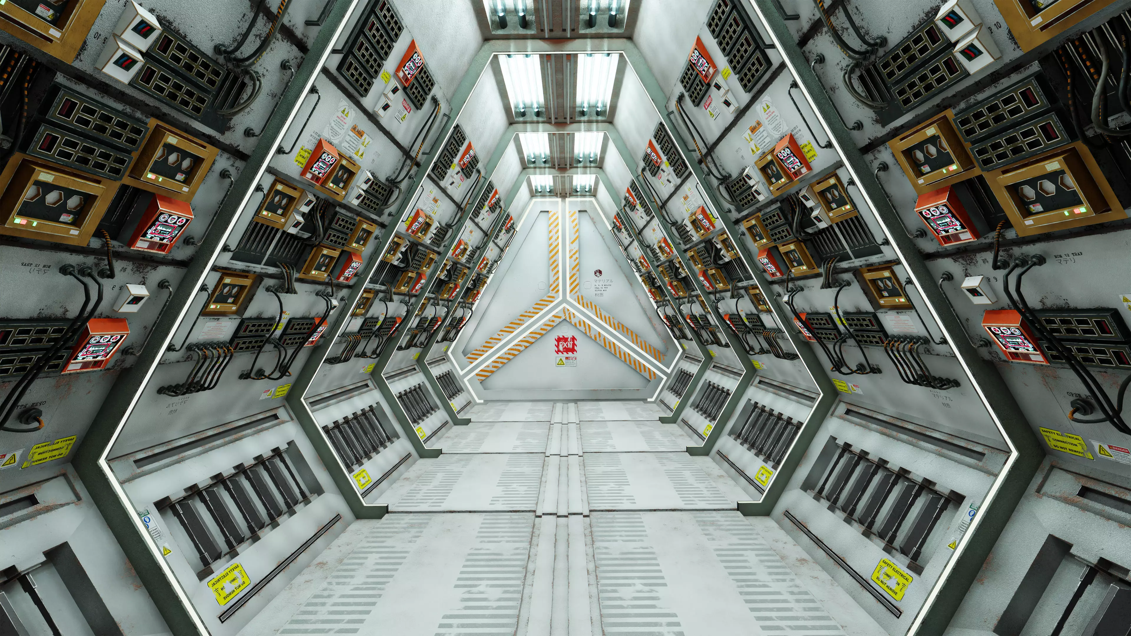 Sci-Fi modular Corridor-only interior Low-poly 3D model_0