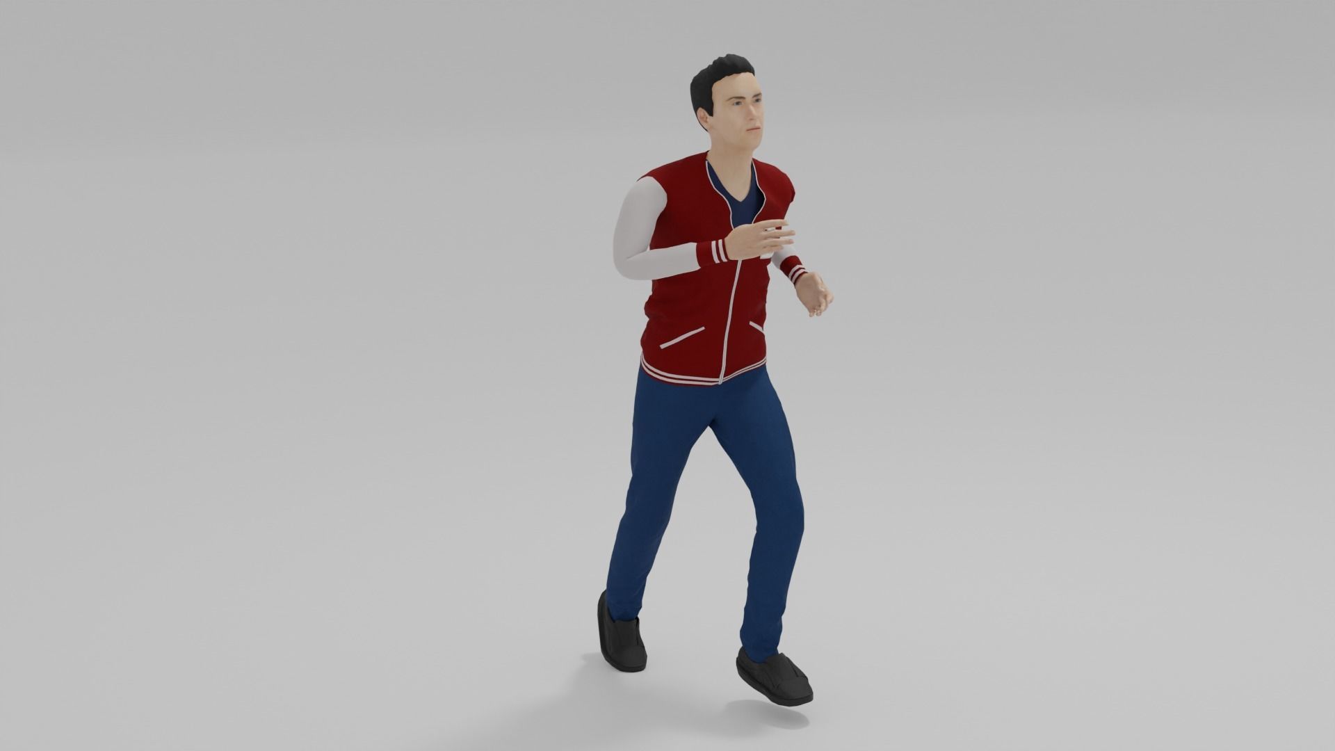 Varsity Man Run Animation Low-poly 3D model_6
